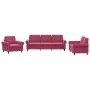 Juego de sofás con cojines 3 piezas terciopelo rojo tinto de , Sofás - Ref: Foro24-3202174, Precio: 706,36 €, Descuento: %