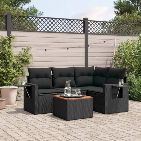 Set de muebles de jardín 5 pzas y cojines ratán sintético negro de , Conjuntos de jardín - Ref: Foro24-3256874, Precio: 366,6...