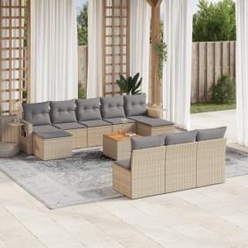 Juego de sofás jardín con cojines beige mezcla 11 pzas ratán PE de , Conjuntos de jardín - Ref: Foro24-3257102, Precio: 639,0...