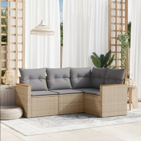 Juego de sofás jardín con cojines 4 pzas ratán sintético beige de , Conjuntos de jardín - Ref: Foro24-3258335, Precio: 298,48...