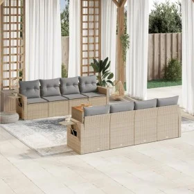Garden sofa set with beige mixed cushions, 9 pieces, PE rattan. by , Garden sets - Ref: Foro24-3256815, Price: 611,41 €, Disc...