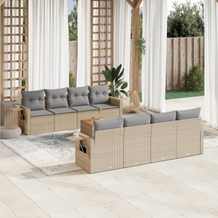 Juego de sofás jardín con cojines beige mezcla 9 pzas ratán PE de , Conjuntos de jardín - Ref: Foro24-3256815, Precio: 621,99...