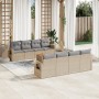 Juego de sofás jardín con cojines beige mezcla 9 pzas ratán PE de , Conjuntos de jardín - Ref: Foro24-3256815, Precio: 621,99...