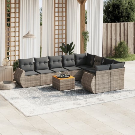 Set de sofás de jardín 10 pzas con cojines ratán sintético gris de , Conjuntos de jardín - Ref: Foro24-3225164, Precio: 600,8...