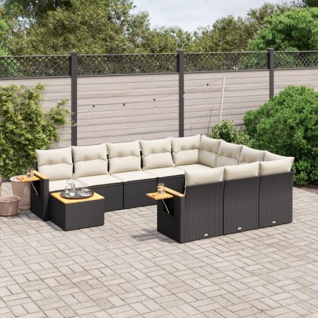 Set de sofás de jardín 11 pzas y cojines ratán sintético negro de , Conjuntos de jardín - Ref: Foro24-3227204, Precio: 616,34...