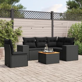 Set de sofás de jardín 6 piezas y cojines ratán sintético negro de , Conjuntos de jardín - Ref: Foro24-3225446, Precio: 416,6...