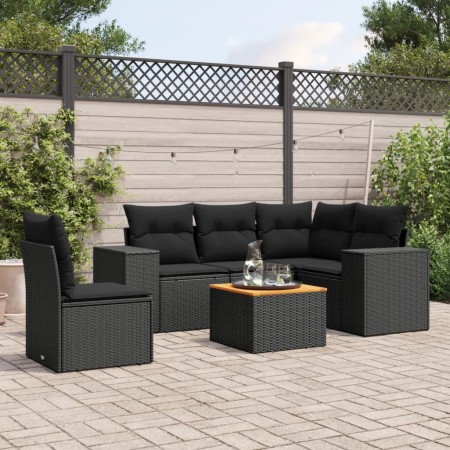 Set de sofás de jardín 6 piezas y cojines ratán sintético negro de , Conjuntos de jardín - Ref: Foro24-3225446, Precio: 416,6...