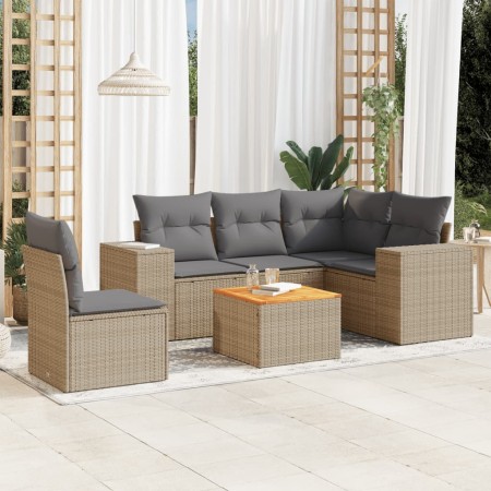 Juego de sofás jardín con cojines 6 pzas ratán sintético beige de , Conjuntos de jardín - Ref: Foro24-3225450, Precio: 384,49...