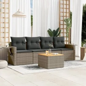 Juego de sofás jardín con cojines 5 pzas ratán sintético gris de , Conjuntos de jardín - Ref: Foro24-3256774, Precio: 310,73 ...