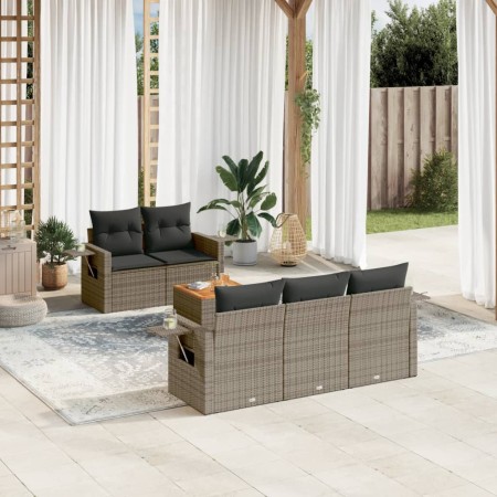 Set de muebles de jardín 6 pzas y cojines ratán sintético gris de , Conjuntos de jardín - Ref: Foro24-3256781, Precio: 424,50...