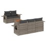Set de muebles de jardín 6 pzas y cojines ratán sintético gris de , Conjuntos de jardín - Ref: Foro24-3256781, Precio: 424,50...