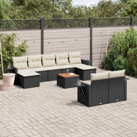 Set de sofás de jardín 10 pzas cojines ratán sintético negro de , Conjuntos de jardín - Ref: Foro24-3257106, Precio: 591,53 €...