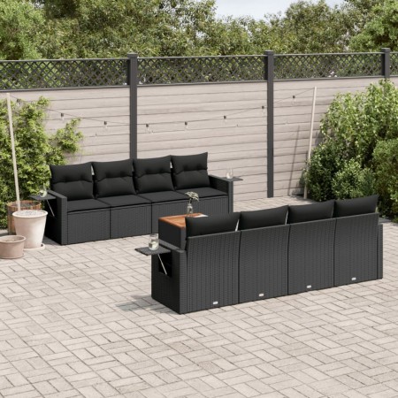 Set de sofás de jardín 8 piezas y cojines ratán sintético negro de , Conjuntos de jardín - Ref: Foro24-3256811, Precio: 609,6...