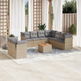 Juego de sofás jardín con cojines beige 10 pzas ratán sintético de , Conjuntos de jardín - Ref: Foro24-3223714, Precio: 595,8...