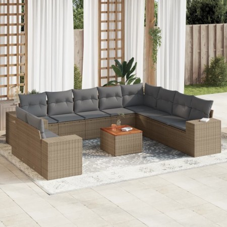 Set de sofás de jardín 11pzas con cojines ratán sintético beige de , Conjuntos de jardín - Ref: Foro24-3225520, Precio: 714,6...