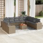 Set de sofás de jardín 11pzas con cojines ratán sintético beige de , Conjuntos de jardín - Ref: Foro24-3225520, Precio: 714,6...