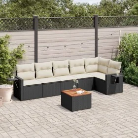 Set de comedor de jardín 7 pzas y cojines ratán sintético negro by , Modular outdoor sofas - Ref: Foro24-3224572, Price: 414,...