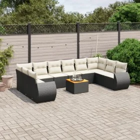 Set de sofás de jardín 11 pzas y cojines ratán sintético negro de , Conjuntos de jardín - Ref: Foro24-3225174, Precio: 662,83...