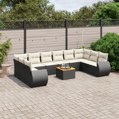 Set de sofás de jardín 11 pzas y cojines ratán sintético negro de , Conjuntos de jardín - Ref: Foro24-3225174, Precio: 607,61...