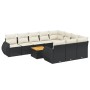 Set de sofás de jardín 11 pzas y cojines ratán sintético negro de , Conjuntos de jardín - Ref: Foro24-3225181, Precio: 607,61...