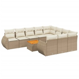 Set de sofás de jardín 11pzas con cojines ratán sintético beige de , Conjuntos de jardín - Ref: Foro24-3225183, Precio: 721,5...