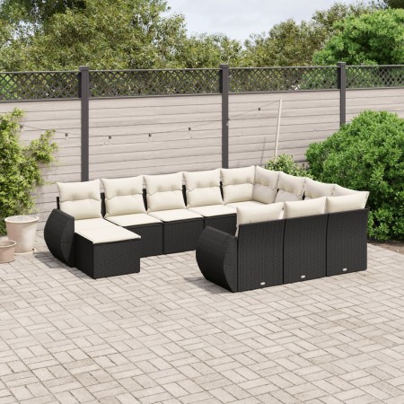 Set de sofás de jardín 11 pzas y cojines ratán sintético negro de , Conjuntos de jardín - Ref: Foro24-3225188, Precio: 607,61...