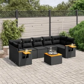 Set de sofás de jardín 8 piezas y cojines ratán sintético negro de , Conjuntos de jardín - Ref: Foro24-3226650, Precio: 557,1...