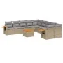 Set de sofás de jardín 11pzas con cojines ratán sintético beige by , Garden sets - Ref: Foro24-3227200, Price: 680,99 €, Disc...