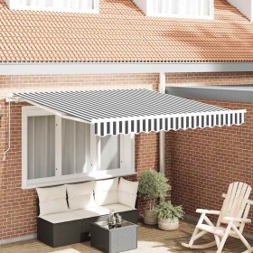 Toldo retráctil manual gris antracita y blanco 300x250 cm en Toldos | Comprar online en Foru.es