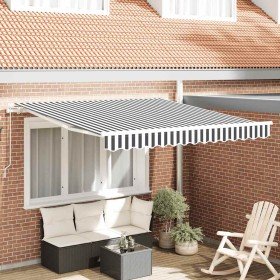 Toldo retráctil manual gris antracita y blanco 300x250 cm en Toldos | Comprar online en Foru.es