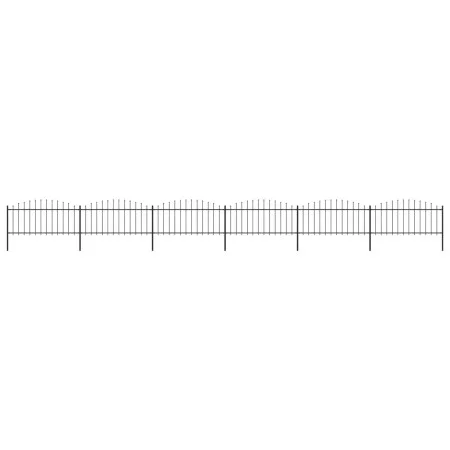 Gartenzaun mit Speerspitze aus schwarzem Stahl (0,5–0,75) x 10,2 m von vidaXL, Zaunpaneele - Ref: Foro24-277708, Preis: 313,2...