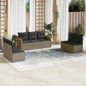Set de sofás de jardín 7 piezas con cojines ratán PE gris de , Conjuntos de jardín - Ref: Foro24-3258280, Precio: 410,06 €, D...