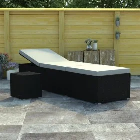 Gartenliege mit Kissen und cremefarbenem Tisch aus synthetischem Rattan von vidaXL, Liegen - Ref: Foro24-46225, Preis: 150,16...