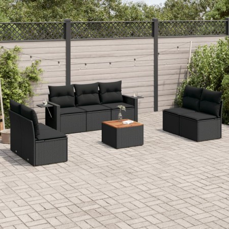 Set de sofás de jardín 8 piezas y cojines ratán sintético negro de , Conjuntos de jardín - Ref: Foro24-3256846, Precio: 490,9...