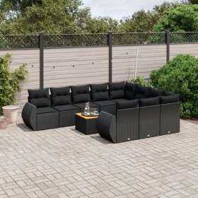 Set de sofás de jardín 11 pzas y cojines ratán sintético negro de , Conjuntos de jardín - Ref: Foro24-3225180, Precio: 689,24...