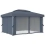 Cenador con cortina y tira de luz LED aluminio antracita 4x3 m de , Carpas y cenadores - Ref: Foro24-3070355, Precio: 556,27 ...