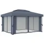 Cenador con cortina y tira de luz LED aluminio antracita 4x3 m de , Carpas y cenadores - Ref: Foro24-3070355, Precio: 556,27 ...