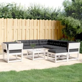 Set muebles jardín con cojines 8 pzas madera maciza pino blanco de , Conjuntos de jardín - Ref: Foro24-3216951, Precio: 955,7...