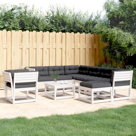 Set muebles jardín con cojines 8 pzas madera maciza pino blanco de , Conjuntos de jardín - Ref: Foro24-3216951, Precio: 967,6...