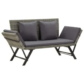 Banco de jardín con cojines ratán sintético gris 176 cm de vidaXL, Bancos de jardín - Ref: Foro24-46232, Precio: 220,10 €, De...