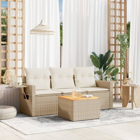 Juego de sofás jardín con cojines 4 pzas ratán sintético beige de , Conjuntos de jardín - Ref: Foro24-3256765, Precio: 306,19...