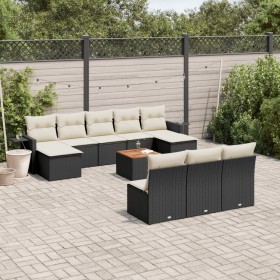 Set de sofás de jardín 11 pzas y cojines ratán sintético negro de , Conjuntos de jardín - Ref: Foro24-3257099, Precio: 586,78...