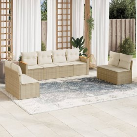 Juego de sofás de jardín con cojines beige 8 pzas ratán PE de , Conjuntos de jardín - Ref: Foro24-3258292, Precio: 485,15 €, ...