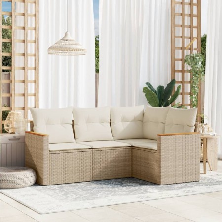 Juego de sofás jardín con cojines 4 pzas ratán sintético beige de , Conjuntos de jardín - Ref: Foro24-3258334, Precio: 314,15...