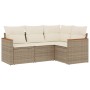 Juego de sofás jardín con cojines 4 pzas ratán sintético beige de , Conjuntos de jardín - Ref: Foro24-3258334, Precio: 314,15...