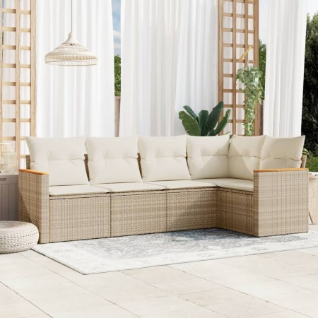 Juego de sofás jardín con cojines 5 pzas ratán sintético beige de , Conjuntos de jardín - Ref: Foro24-3258348, Precio: 367,51...