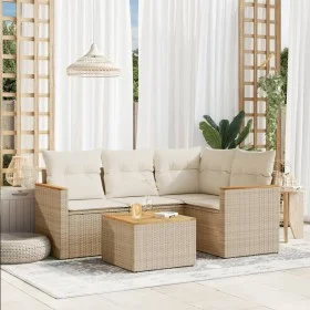Juego de sofás jardín con cojines 5 pzas ratán sintético beige de , Conjuntos de jardín - Ref: Foro24-3258341, Precio: 364,88...