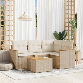 Juego de sofás jardín con cojines 5 pzas ratán sintético beige de , Conjuntos de jardín - Ref: Foro24-3258341, Precio: 353,85...