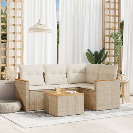 Juego de sofás jardín con cojines 5 pzas ratán sintético beige de , Conjuntos de jardín - Ref: Foro24-3258341, Precio: 353,85...
