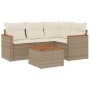Juego de sofás jardín con cojines 5 pzas ratán sintético beige de , Conjuntos de jardín - Ref: Foro24-3258341, Precio: 353,85...